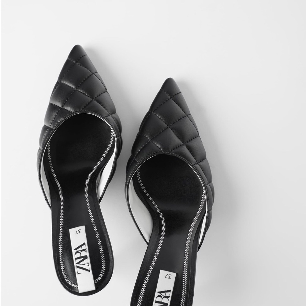 ZARA Quilted Heeled Mules - Picture 3 of 6